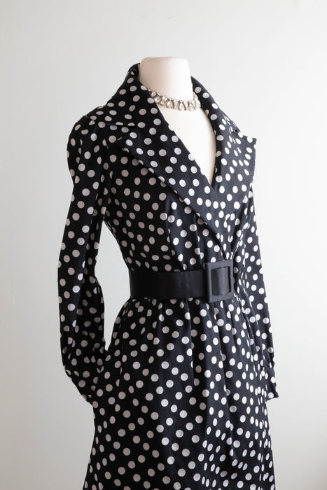 Vintage 1960's Silk Polka Dot Wrap Dress By Ben Reig / ML