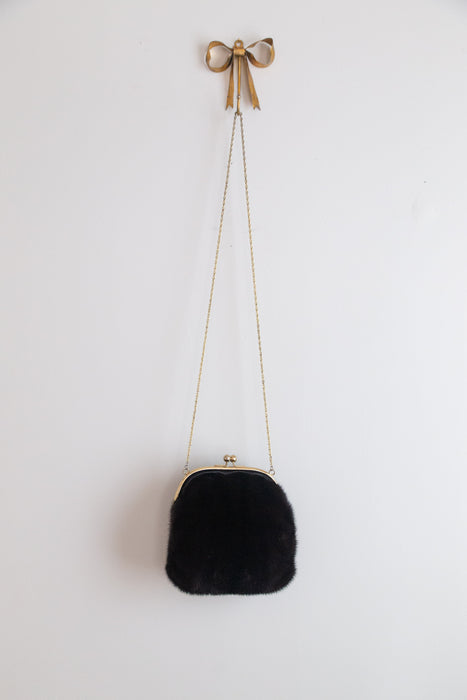 Glamorous 1950's Chocolate Mink / Muff Handbag