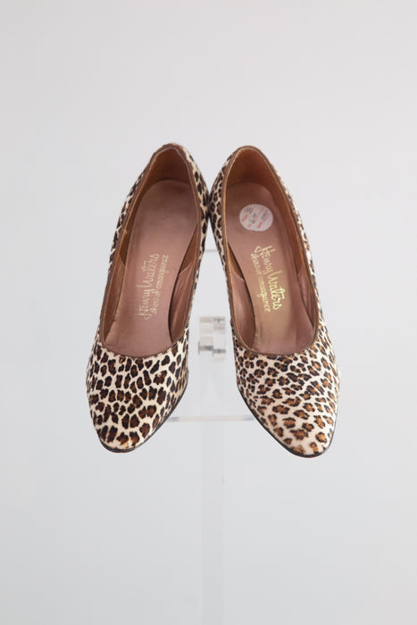 Early 1960's Henry Waters "Shoes of Consequence" NOS Leopard Print Pumps / 5.5 m