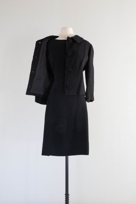 Vintage 1960's Chanel Inspired Wool Dress & Jacket Set / ML