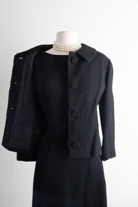 Vintage 1960's Chanel Inspired Wool Dress & Jacket Set / ML