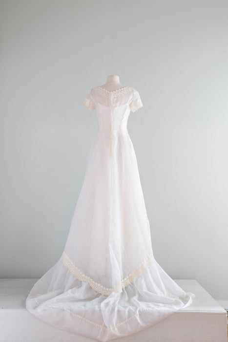 Beautiful 1960's William Cahill Wedding Gown With Floral Applique'/ Small