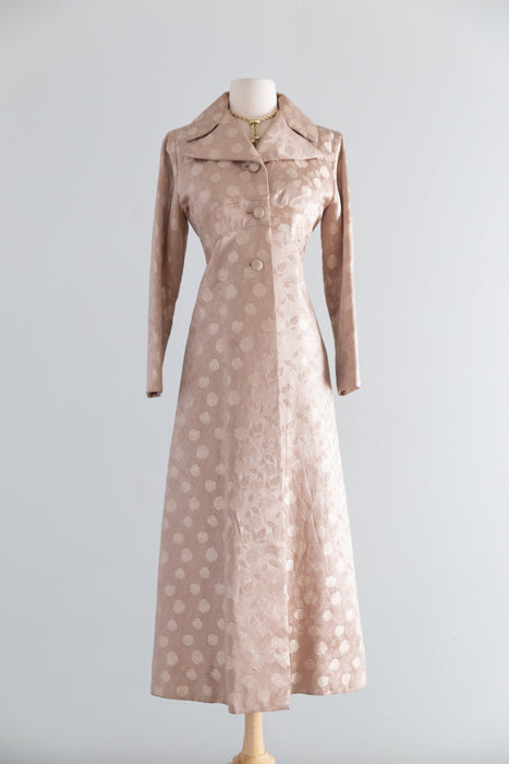Elegant Early 1960's Silk Brocade Evening Coat / SM