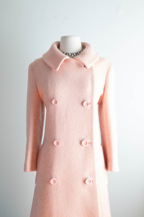 Vintage 1960's Jacques Heim Pale Pink Wool Boucle Coat / ML