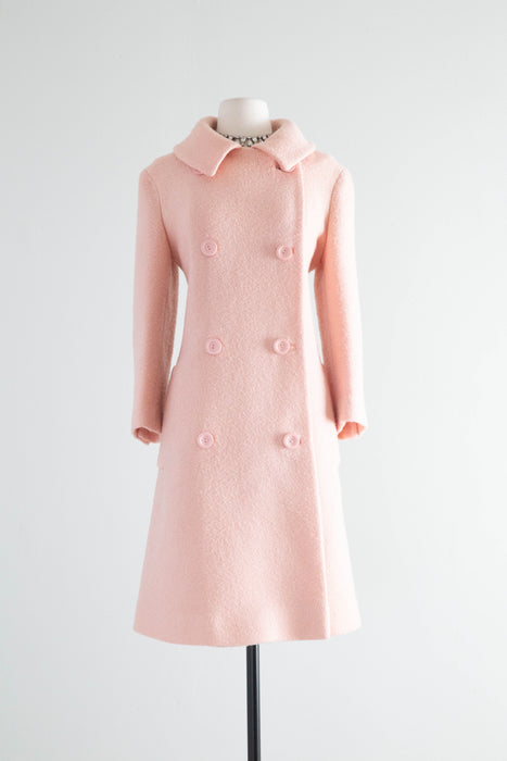 Vintage 1960's Jacques Heim Pale Pink Wool Boucle Coat / ML