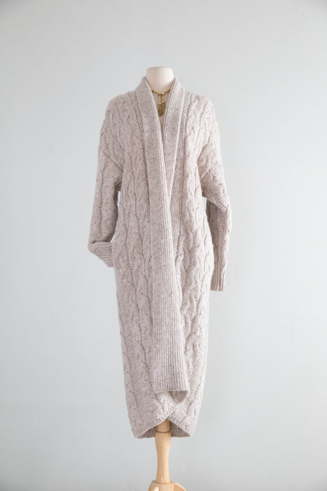 Coveted 1980's Chunky Wool Cable Knit Long Cardigan / SM