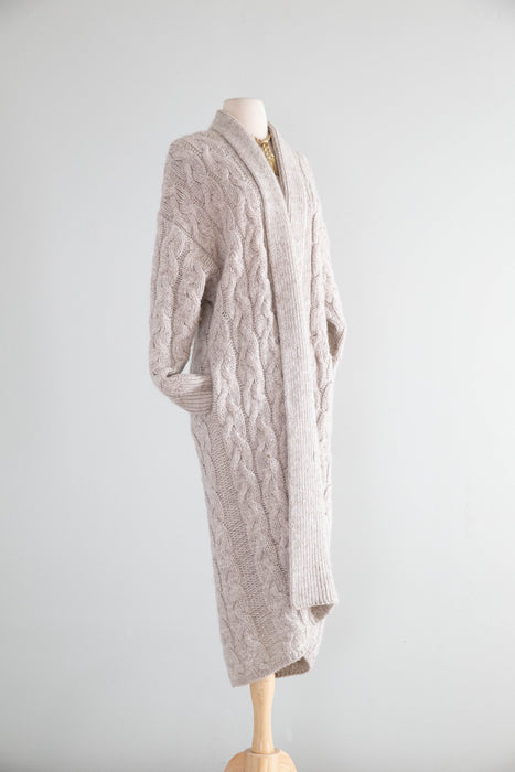 Coveted 1980's Chunky Wool Cable Knit Long Cardigan / SM