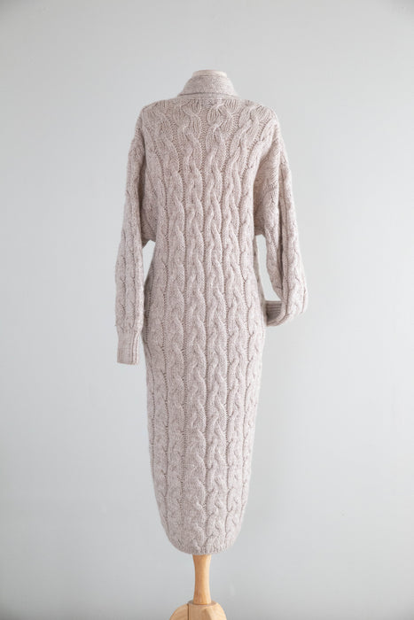 Coveted 1980's Chunky Wool Cable Knit Long Cardigan / SM
