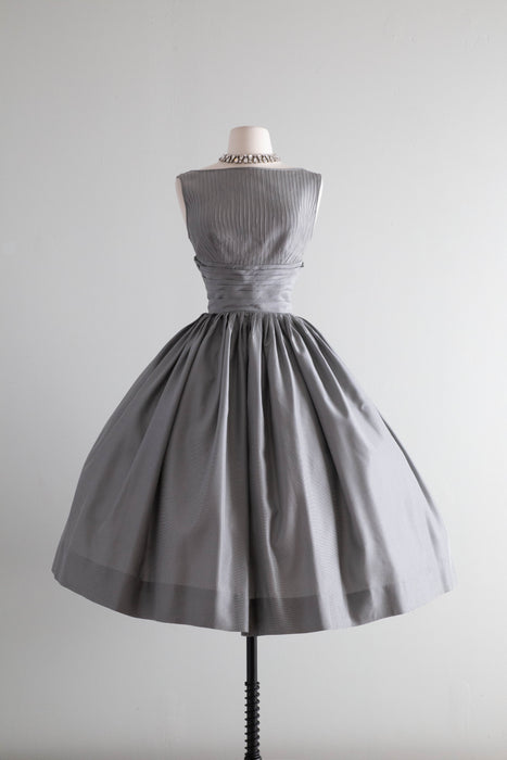 Spectacular 1950's New Look Era Steel Grey Cocktail Dress & Coat By Claudia Young / M