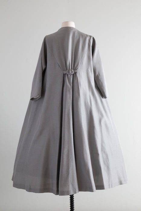 Spectacular 1950's New Look Era Steel Grey Cocktail Dress & Coat By Claudia Young / M