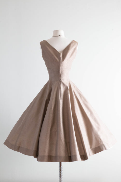 Stunning 1950's New Look Taupe Cocktail Dress & Coat By Claudia Young / SM