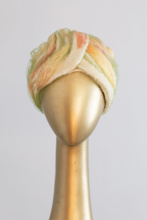 Fabulous 1960's Christian Dior Turban Style Hat With Feathers