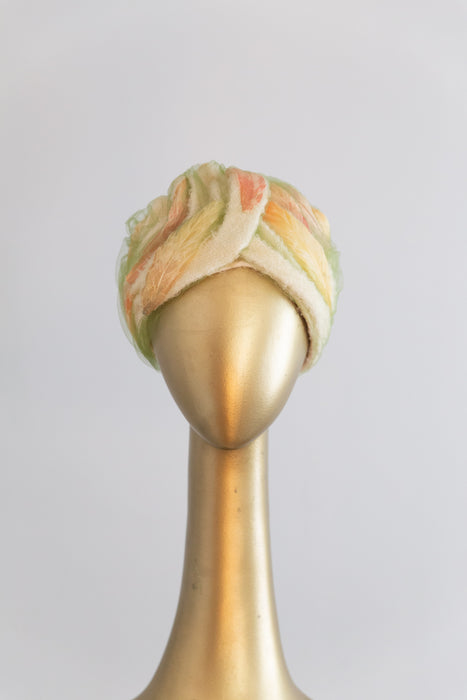 Fabulous 1960's Christian Dior Turban Style Hat With Feathers