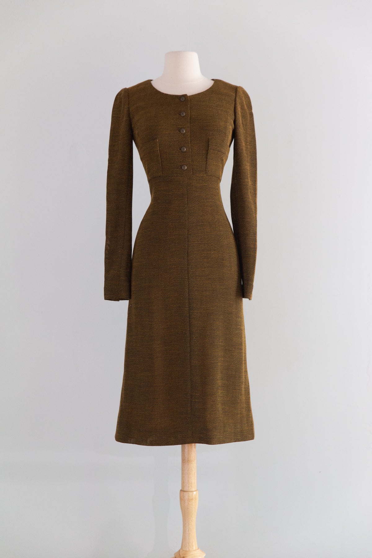 Vintage Chanel Boutique Dress With Signature Buttons, Fall/Winter