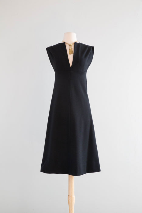 Iconic 1970's Halston Black Wool Jersey Dress / SM Xtabay Vintage Iconic 1970's Halston Black Wool Jersey Dress / SM Xtabay Vintage