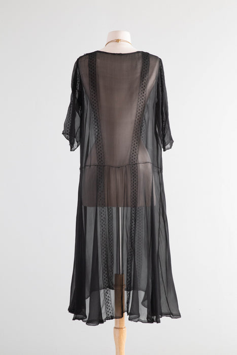Antique 1920's Sheer Black Silk Chiffon Dress / ML – Xtabay Vintage