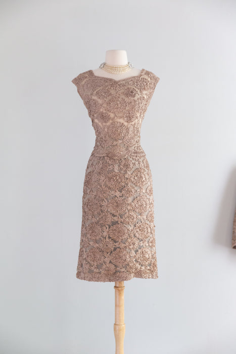Gorgeous 1960's Mr. Blackwell Nude Illusion Silk and Soutache Three Piece Suit Set / M