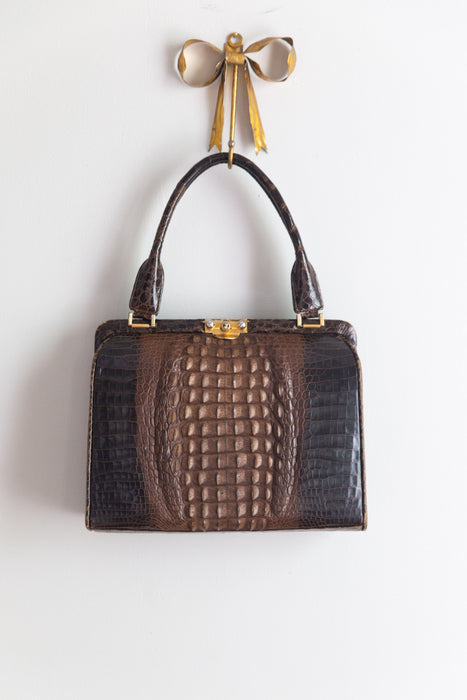 Gorgeous 1950's Genuine Crocodile Handbag, c. 1950s