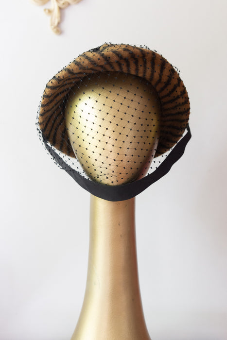 Fabulous 1950's John Frederics New York Felt Hat With Full Face Veiling