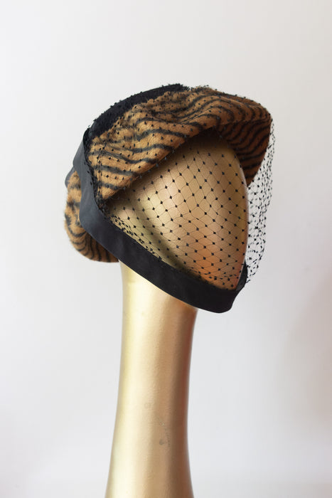 Fabulous 1950's John Frederics New York Felt Hat With Full Face Veiling