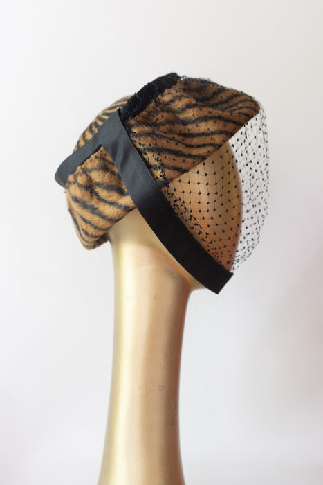 Fabulous 1950's John Frederics New York Felt Hat With Full Face Veiling