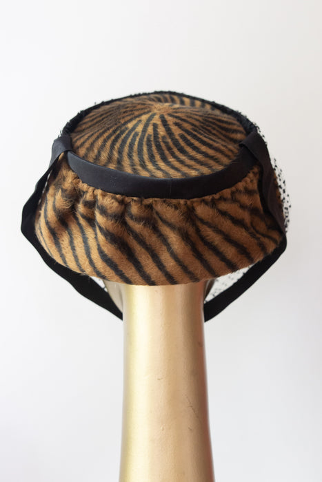Fabulous 1950's John Frederics New York Felt Hat With Full Face Veiling