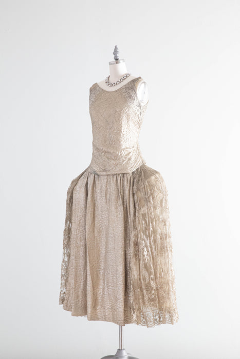 Spectacular 1920's Silver Lamé Robe De Style Evening Dress From Livingston Bros. San Francisco / Small