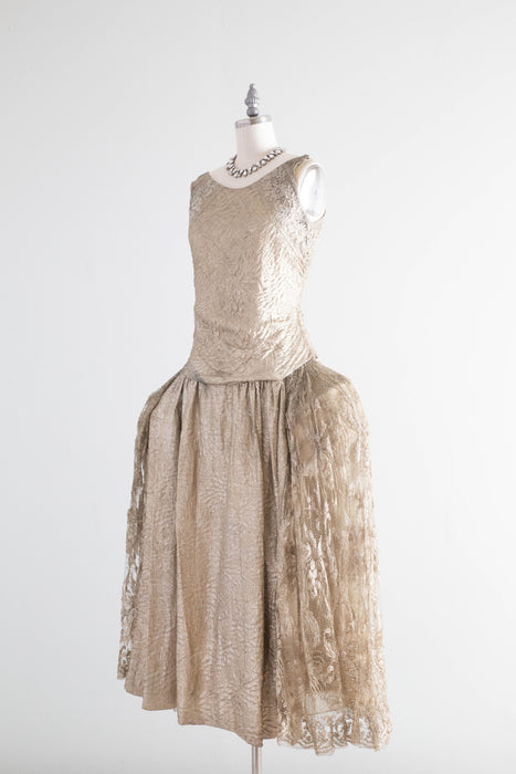 Spectacular 1920's Silver Lamé Robe De Style Evening Dress From Livingston Bros. San Francisco / Small