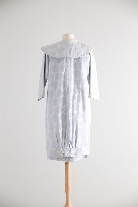 Glamorous 1950's Lilli Diamond Ice Blue Brocade Cocktail Dress & Matching Coat / S