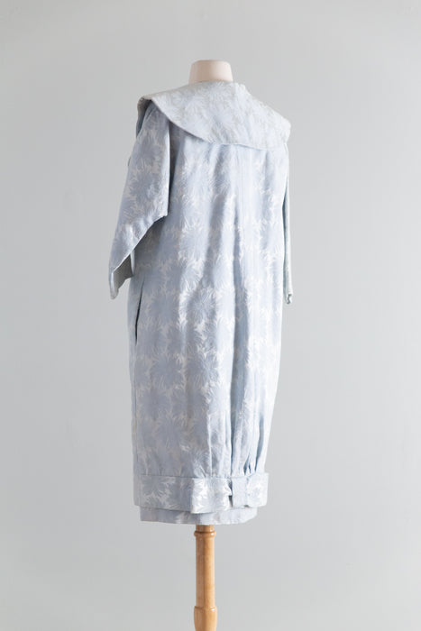 Glamorous 1950's Lilli Diamond Ice Blue Brocade Cocktail Dress & Matching Coat / S