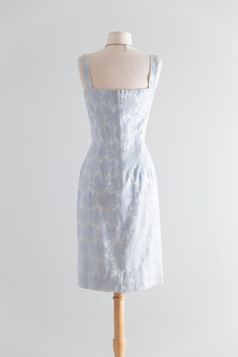 Glamorous 1950's Lilli Diamond Ice Blue Brocade Cocktail Dress & Matching Coat / S