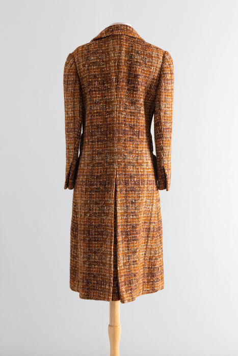 Gorgeous Rare Early 1970s Salvatore Ferragamo Italian Tweed Coat, Florence, Italy / M