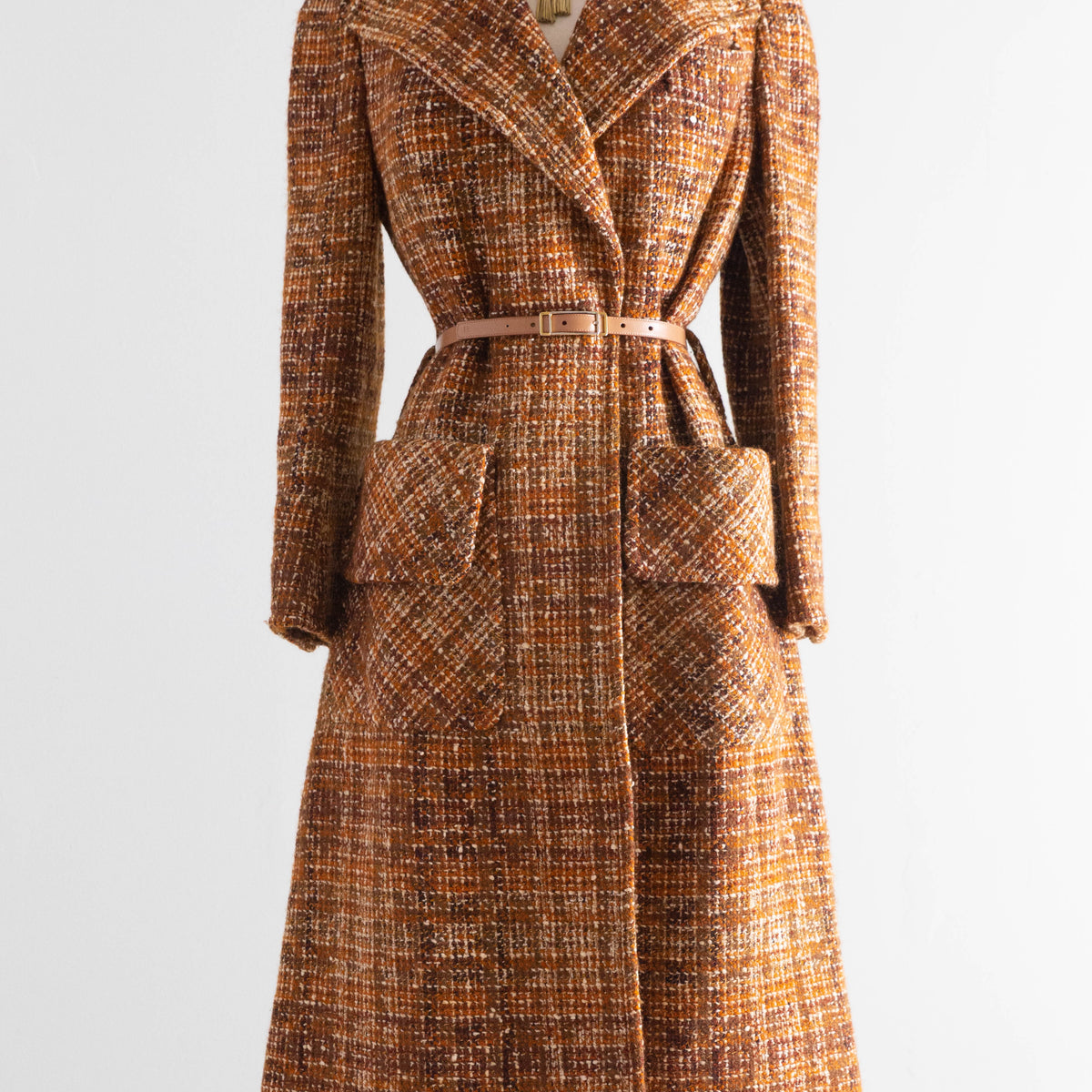 Gorgeous Rare Early 1970s Salvatore Ferragamo Italian Tweed Coat