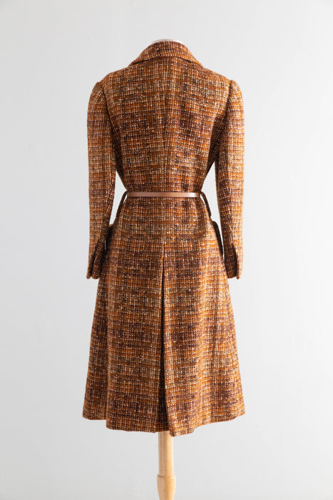 Gorgeous Rare Early 1970s Salvatore Ferragamo Italian Tweed Coat, Florence, Italy / M