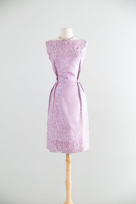 Elegant Vintage 1960's Lilac Silk Brocade Dress and Jacket Set / ML
