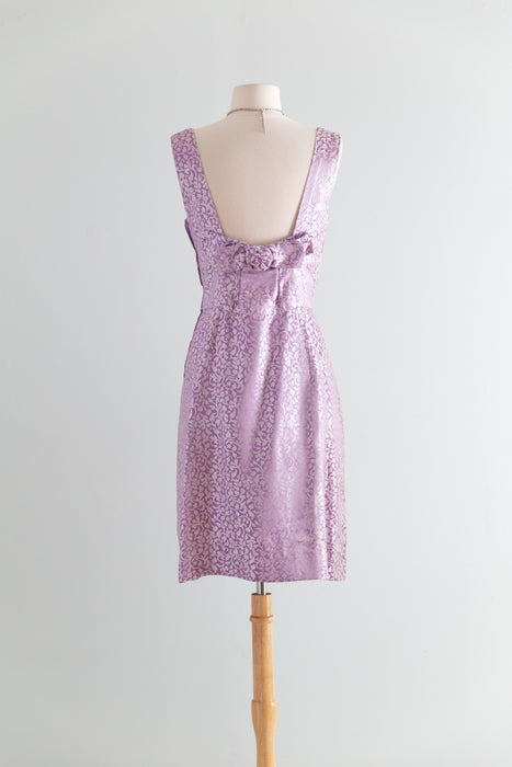 Elegant Vintage 1960's Lilac Silk Brocade Dress and Jacket Set / ML