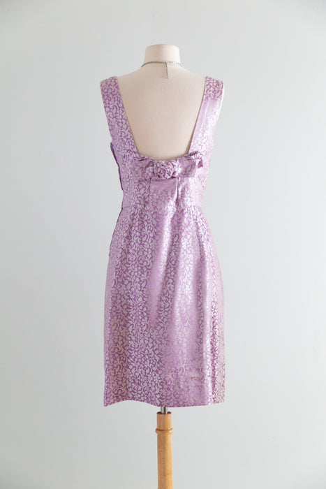 Elegant Vintage 1960's Lilac Silk Brocade Dress and Jacket Set / ML