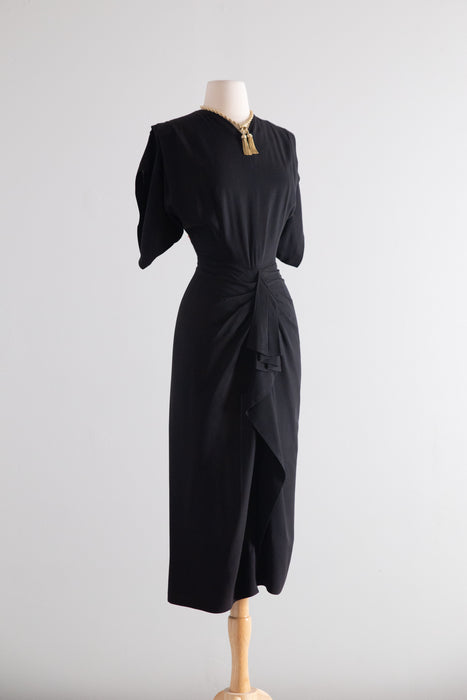Sexy 1940's Black Rayon Evening Dress by Max Kopp California / SM