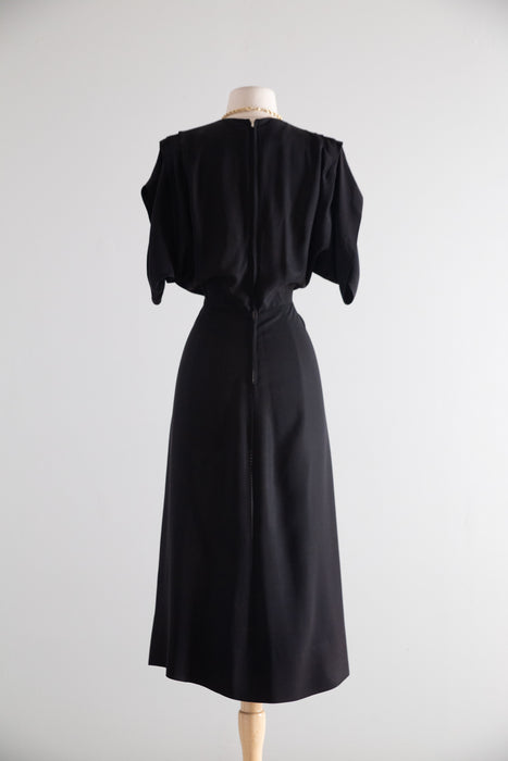 Sexy 1940's Black Rayon Evening Dress by Max Kopp California / SM
