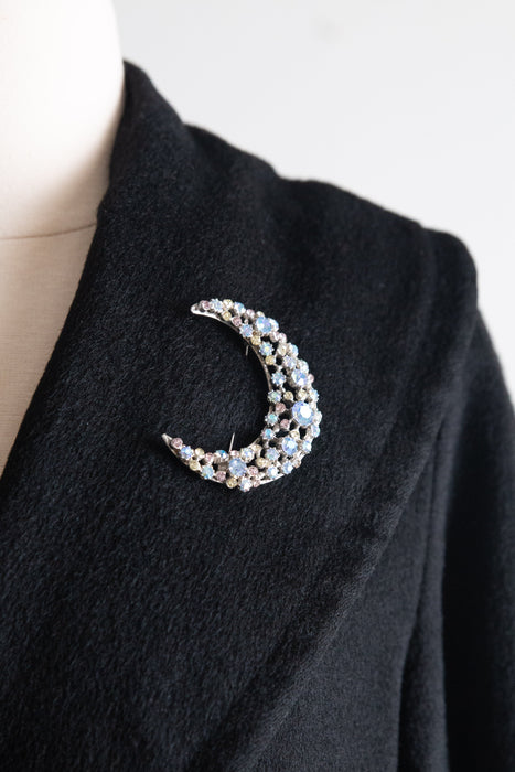 1950’s Aurora Blue Crescent Moon Large Brooch