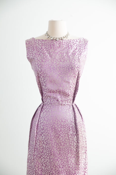 Elegant Vintage 1960's Lilac Silk Brocade Dress and Jacket Set / ML