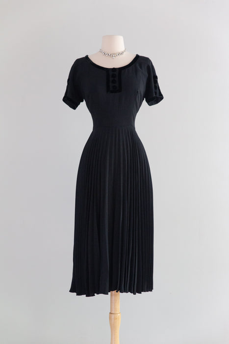 elegant black cocktail dresses Early 1950's New Look Era Dress With Pleated Sk – Xtabay Vintage Long sleeve See Through Tulle Outdoor impact-artisan craft while the midi length Size:Custom Size(Recommend)