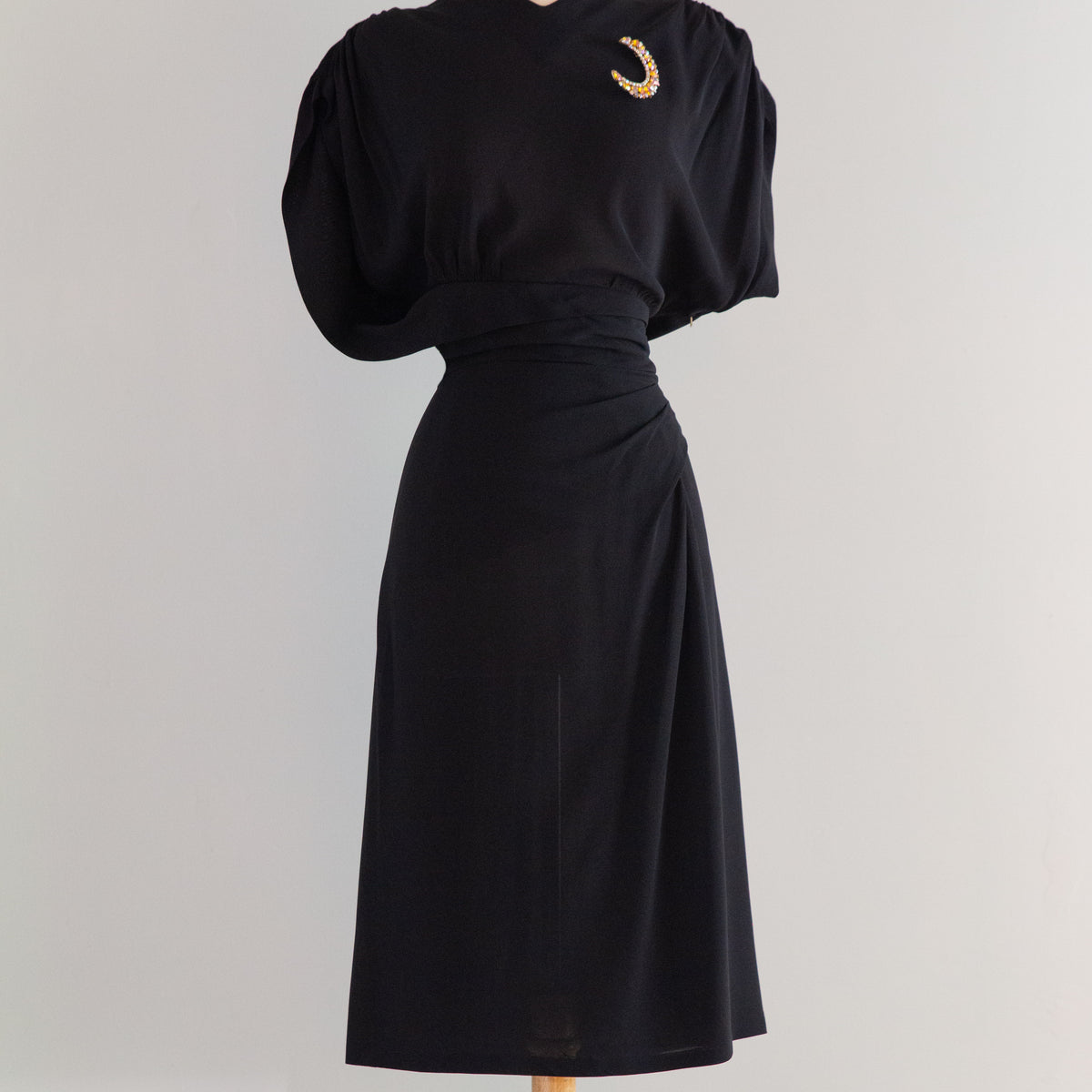40s black dress Sculptural 1940's Rayon Evening From H. Liebes And Co. San – Xtabay Vintage Mask Color:Black Mask Peplum gown spaghetti mid-length dress J's.o.l.e Men's Chelsea Cowboy
