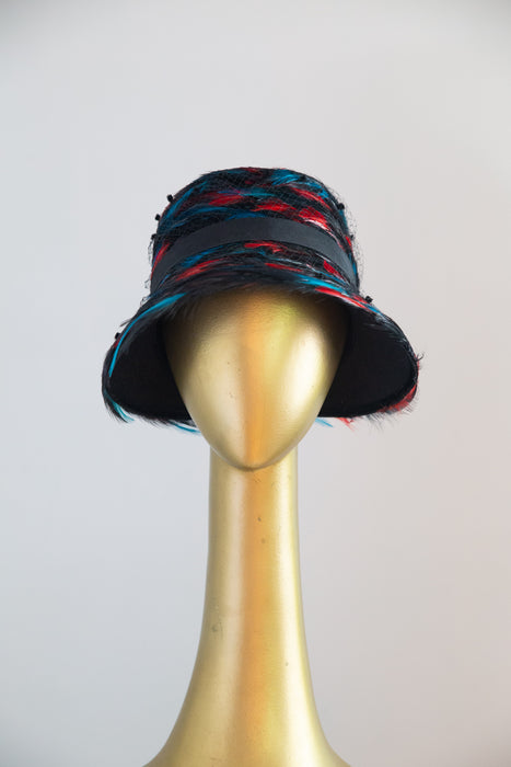 Fabulous 1960's Feathered Cloche By Stuart Original