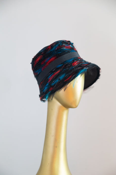 Fabulous 1960's Feathered Cloche By Stuart Original