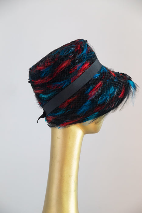 Fabulous 1960's Feathered Cloche By Stuart Original