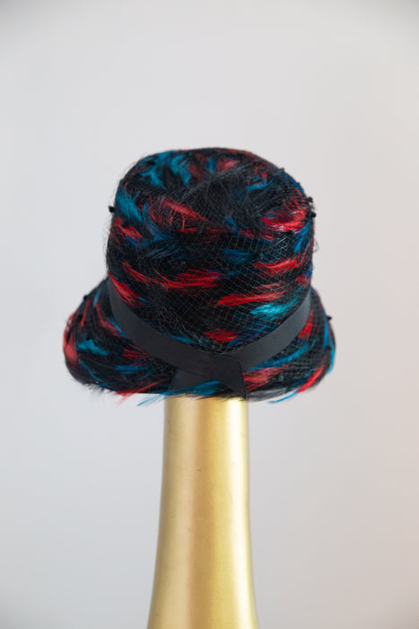 Fabulous 1960's Feathered Cloche By Stuart Original