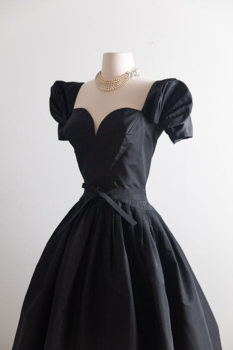Spectacular 1950's New Look Era Traina-Norell Couture Cocktail Dress in Silk Faille / S
