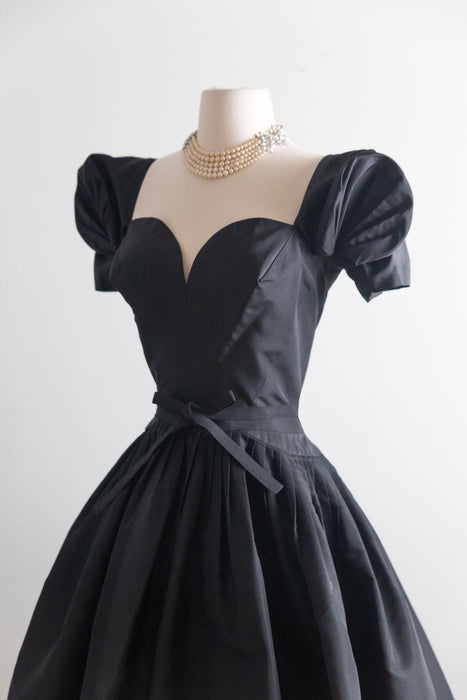 Spectacular 1950's New Look Era Traina-Norell Couture Cocktail Dress in Silk Faille / S