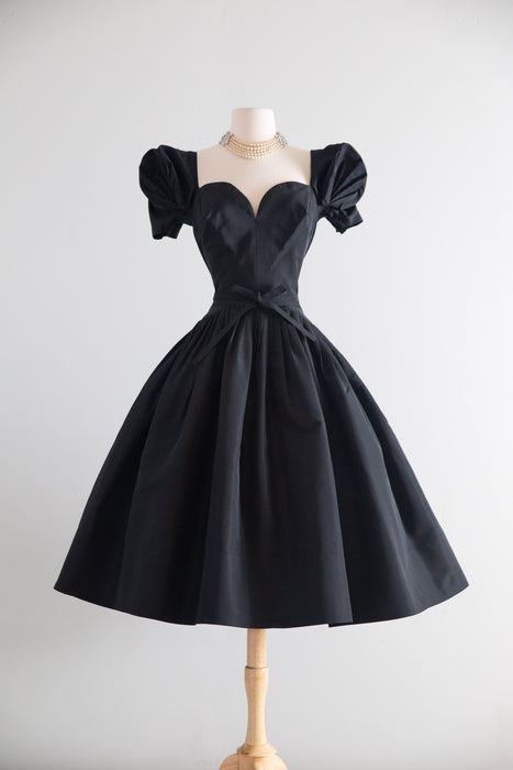 Spectacular 1950's New Look Era Traina-Norell Couture Cocktail Dress in Silk Faille / S